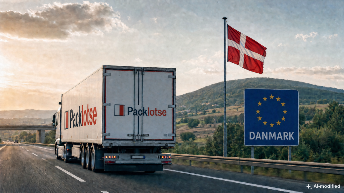 Packlotse-Lkw an der Grenze nach Dänemark (Bild KI-generiert)