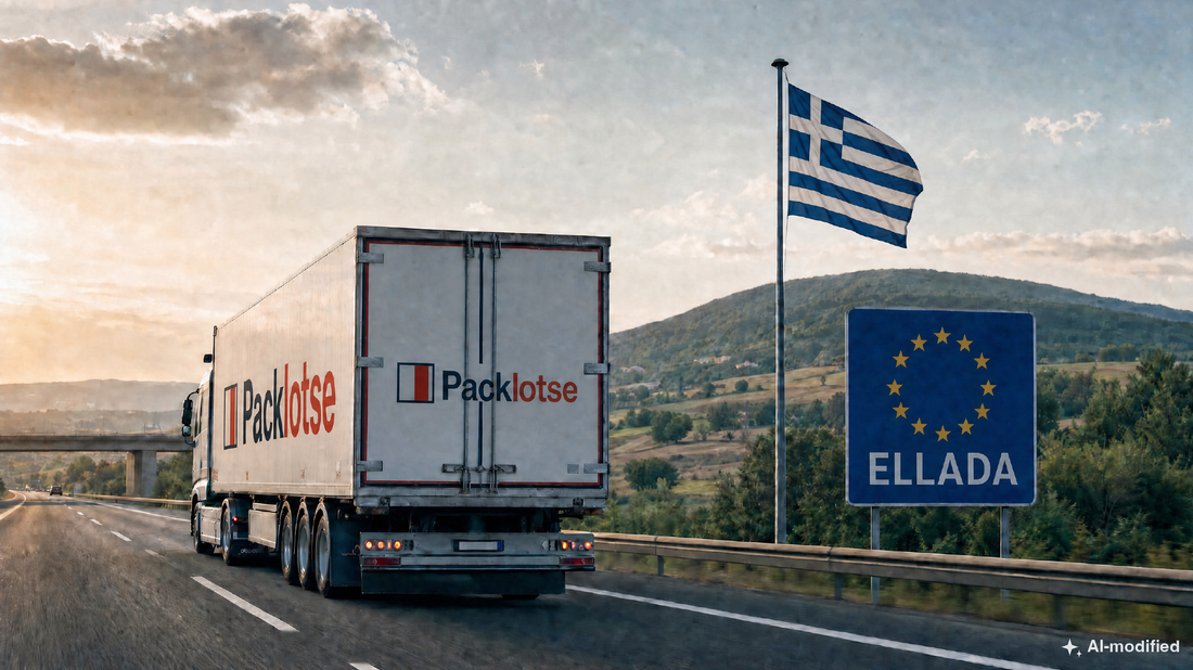 Packlotse-Lkw an der Grenze nach Griechenland (Bild KI-generiert)