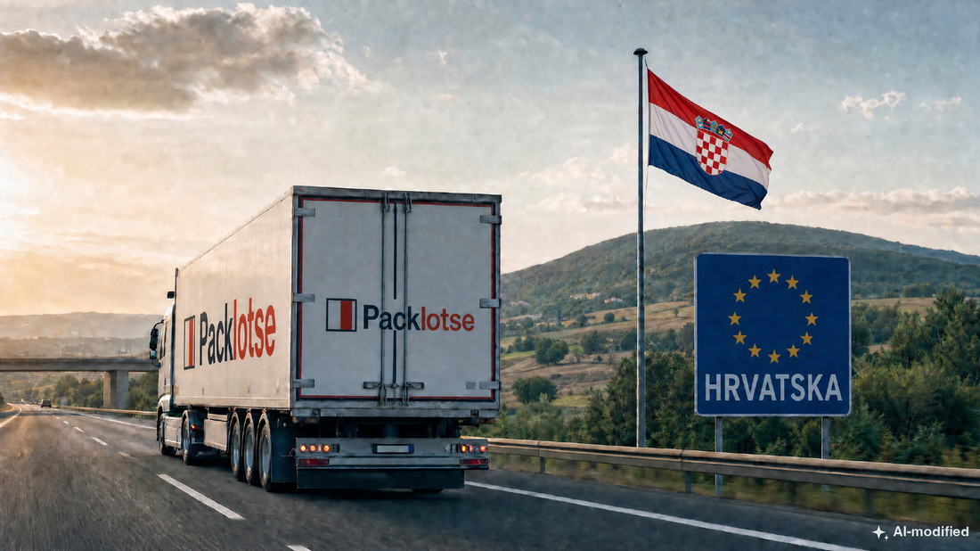 Packlotse-Lkw an der Grenze nach Kroatien (Bild KI-generiert)