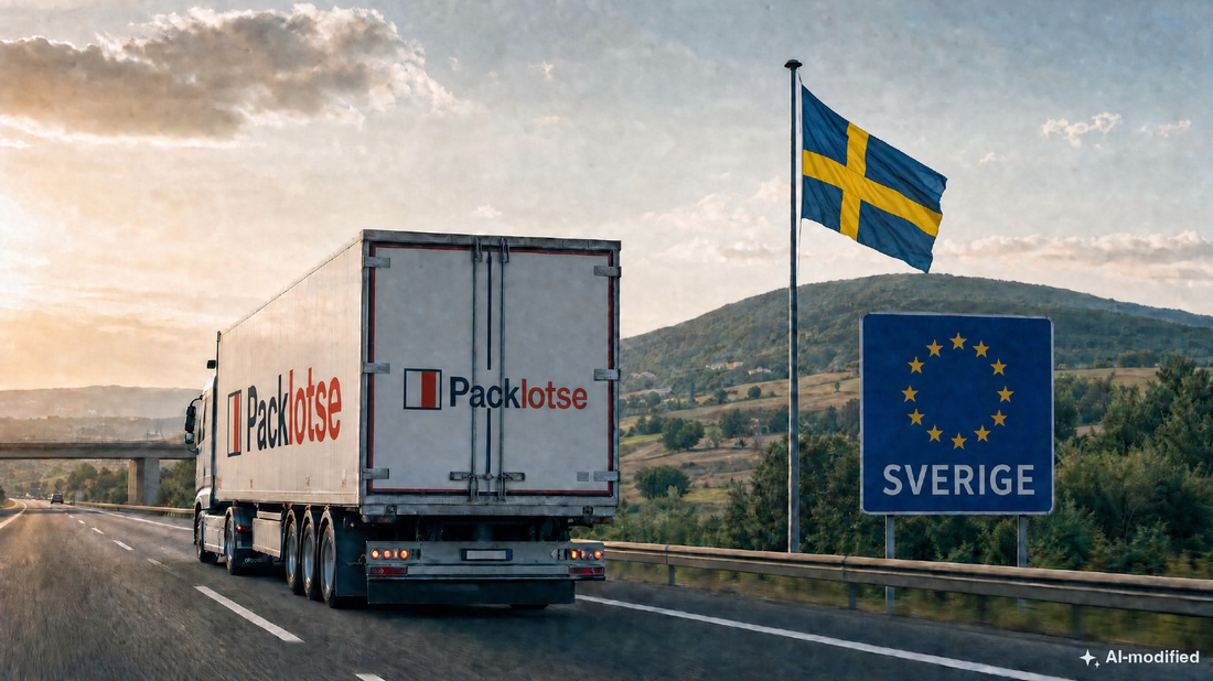 Packlotse-Lkw an der Grenze nach Schweden (Bild KI-generiert)