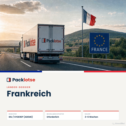 PACKLOTSE Dossier Frankreich — EPR-Verpackung als PDF (Bild KI-generiert)