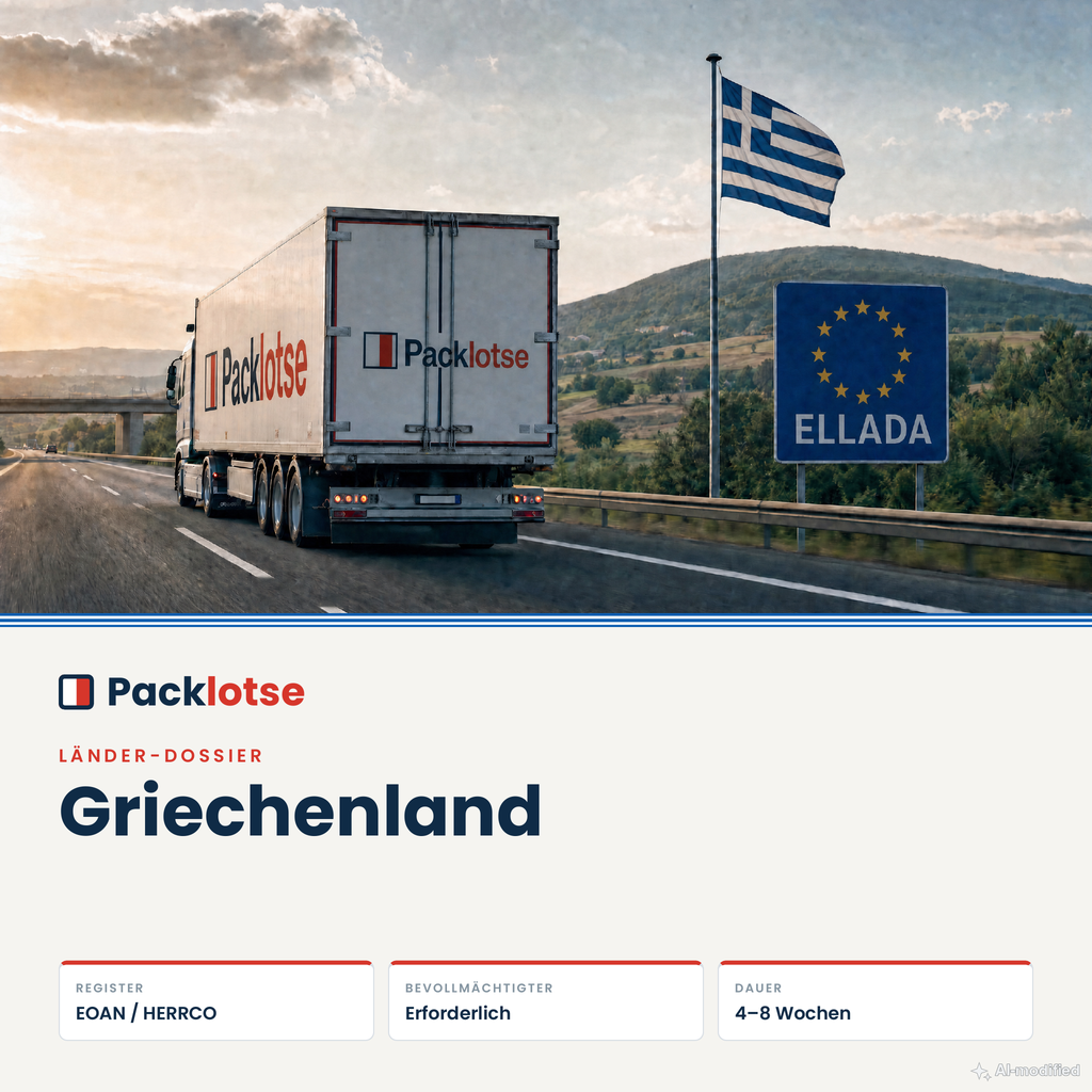 PACKLOTSE Dossier Griechenland — EPR-Verpackung als PDF (Bild KI-generiert)