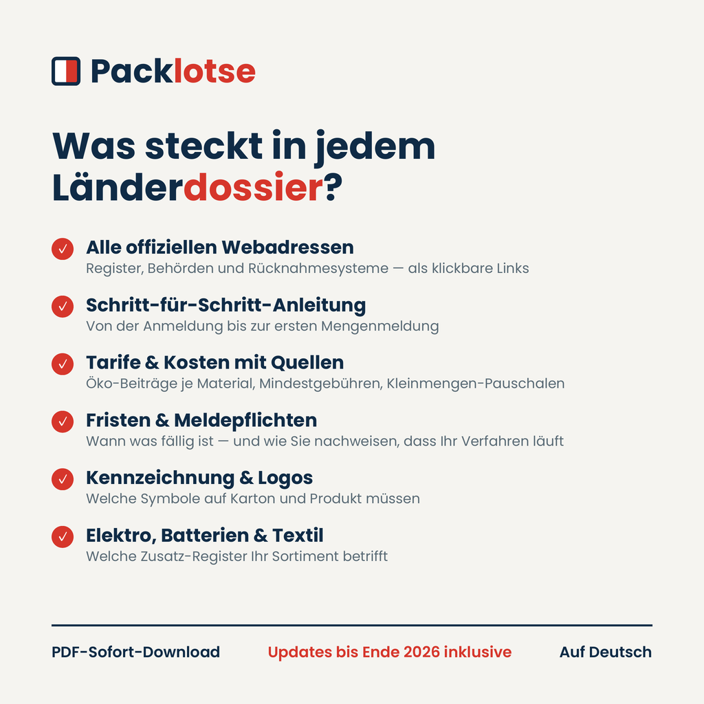 Inhalt: Webadressen, Anleitung, Tarife, Fristen, Kennzeichnung